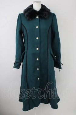 画像1: axes femme / ファー襟フィッシュテールコート M Dグリーン T-24-12-16-011-AX-CO-SZ-ZT-C058