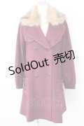 axes femme / ファー衿ポケットレースアップコート M ワイン T-24-12-26-022-AX-CO-SZ-ZT-C051