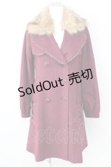 axes femme / ファー衿ポケットレースアップコート M ワイン T-24-12-26-022-AX-CO-SZ-ZT-C051