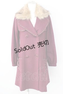 画像1: axes femme / ファー衿ポケットレースアップコート M ワイン T-24-12-26-022-AX-CO-SZ-ZT-C051