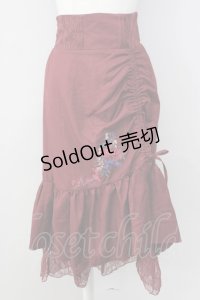 axes femme / 刺繍入りドロストスカート M ワイン T-24-12-26-027-AX-SK-SZ-ZT392