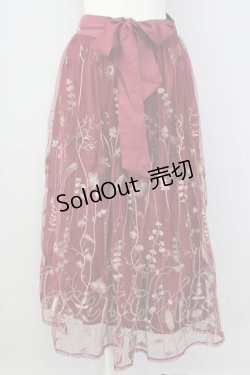 画像1: axes femme / ボタニカル刺繍スカート M ワイン T-24-12-26-029-AX-SK-SZ-ZT392
