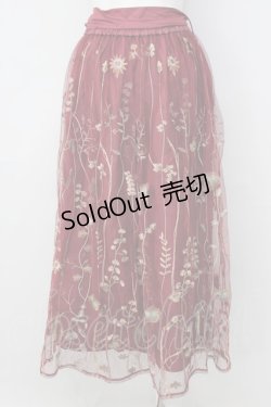画像2: axes femme / ボタニカル刺繍スカート M ワイン T-24-12-26-029-AX-SK-SZ-ZT392