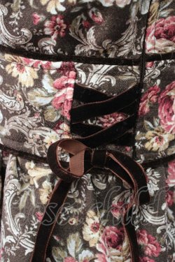 画像3: axes femme POETIQUE /ローズブーケ柄ワンピース M 茶 T-24-12-26-017-AX-OP-SZ-ZT408