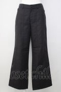 INGEBORG / 縦刺繍ラインパンツ S 黒 T-24-12-27-014-LO-PA-SA-ZT406