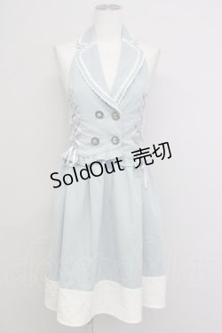 画像1: axes femme / ダブルボタンベスト付きワンピース  サックス T-25-01-10-020-AX-OP-HD-ZT358