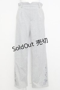 axes femme / 裾刺繍起毛ストレートパンツ  グレー T-25-01-10-031-AX-PA-HD-ZT002