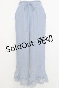 axes femme / 裾レース楊柳ワイドパンツ  青 T-25-01-10-032-AX-PA-HD-ZT002