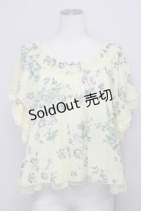 axes femme / フラワーブラウス  イエロー T-25-01-10-007-AX-BL-HD-ZT358