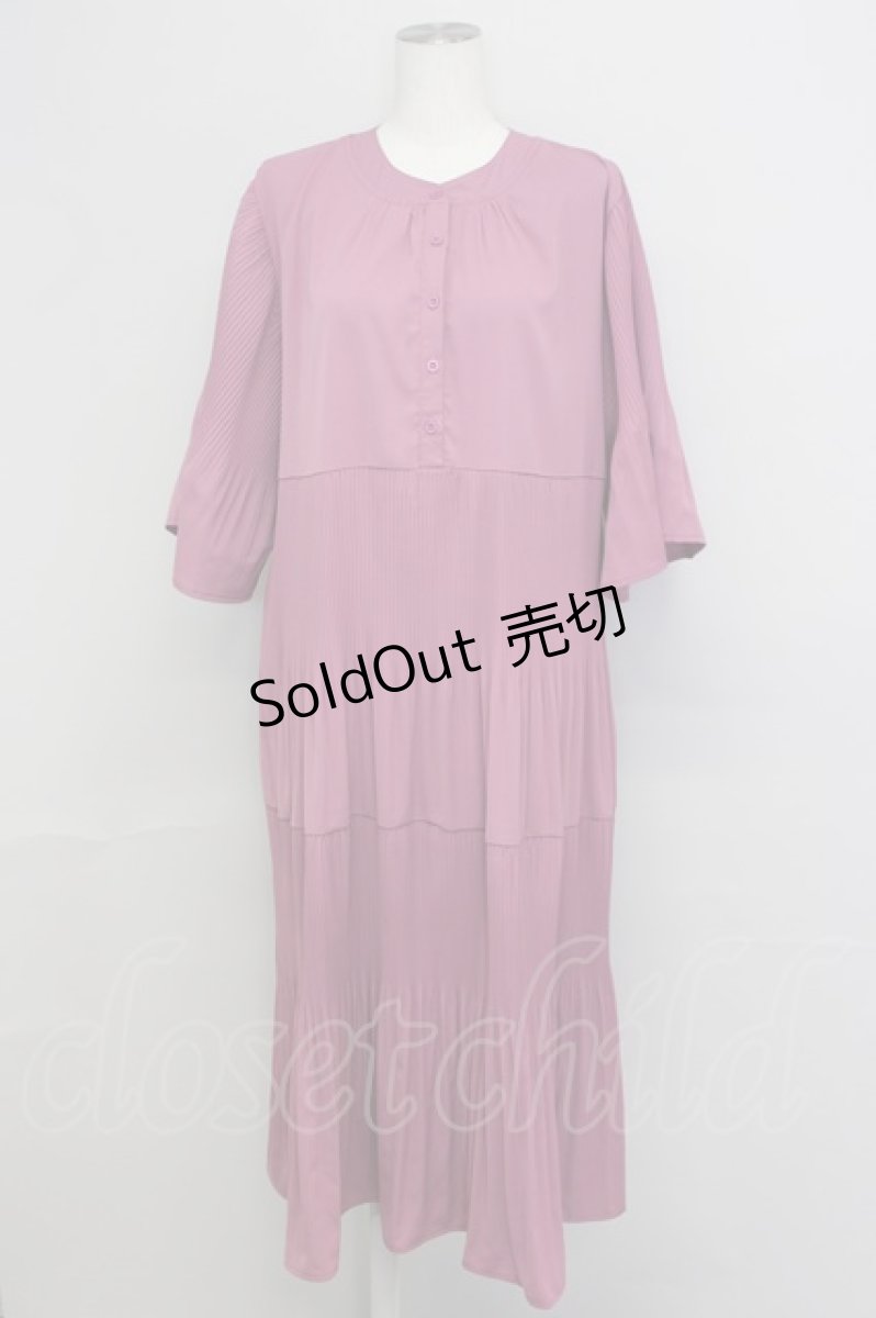 画像1: 【SALE】axes femme / プリーツ切替ワンピース  パープル T-25-01-10-019-AX-OP-HD-ZT358 (1)