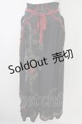 Ozz oneste / チャイナボタン袴パンツ  ブラック×ボルドー T-25-01-12-031-OO-PA-SA-ZI