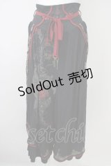 Ozz oneste / チャイナボタン袴パンツ  ブラック×ボルドー T-25-01-12-031-OO-PA-SA-ZI