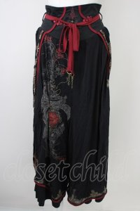 Ozz oneste / チャイナボタン袴パンツ  ブラック×ボルドー T-25-01-12-031-OO-PA-SA-ZI