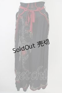 Ozz oneste / チャイナボタン袴パンツ  ブラック×ボルドー T-25-01-12-031-OO-PA-SA-ZI