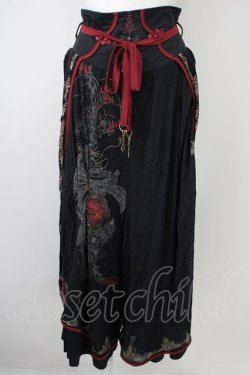画像1: Ozz oneste / チャイナボタン袴パンツ  ブラック×ボルドー T-25-01-12-031-OO-PA-SA-ZI