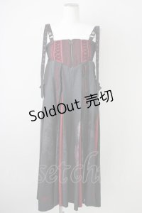 Ozz oneste / 和柄コルセット風袴パンツ  ブラック×ボルドー T-25-01-12-032-OO-PA-SA-ZI