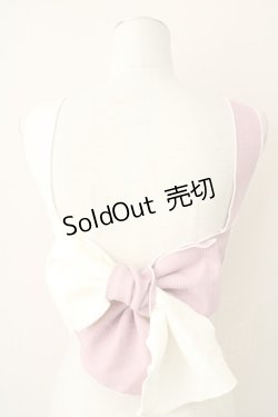 画像2: lilLilly / リボンストライプカラーニットキャミトップス  ピンクＸ白 T-25-01-12-009-LO-TO-SA-ZI