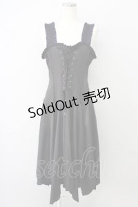 Ozz oneste / フロント編み上げジャンパースカート  黒 T-25-01-15-029-OO-OP-SA-ZI