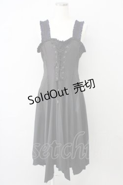 画像1: Ozz oneste / フロント編み上げジャンパースカート  黒 T-25-01-15-029-OO-OP-SA-ZI