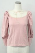 lilLilly / バックオープンパワショルトップス  ピンク T-25-01-15-007-LO-TO-SA-ZI