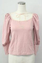 lilLilly / バックオープンパワショルトップス  ピンク T-25-01-15-007-LO-TO-SA-ZI