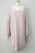 axes femme POETIQUE / 付け襟ニットワンピース  ピンク T-25-01-15-013-AX-OP-SA-ZI