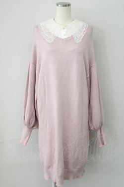 画像1: axes femme POETIQUE / 付け襟ニットワンピース  ピンク T-25-01-15-013-AX-OP-SA-ZI