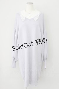 axes femme POETIQUE / 付け襟ニットワンピース  ラベンダーＸ白 T-25-01-15-015-AX-OP-SA-ZI