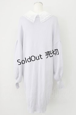 画像2: axes femme POETIQUE / 付け襟ニットワンピース  ラベンダーＸ白 T-25-01-15-015-AX-OP-SA-ZI