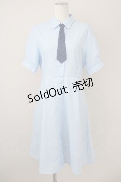 画像1: F i.n.t / マルチストライプネクタイ付きシャツワンピース  ライトブルー T-25-01-17-027-CA-OP-HD-ZI