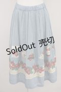 Jane Marple / Strawberry label scarfのデコパージュスカート  ブルーグレイ T-25-01-17-035-JM-SK-HD-ZI