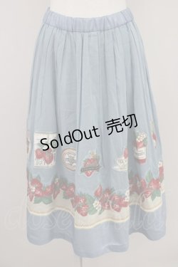 画像1: Jane Marple / Strawberry label scarfのデコパージュスカート  ブルーグレイ T-25-01-17-035-JM-SK-HD-ZI