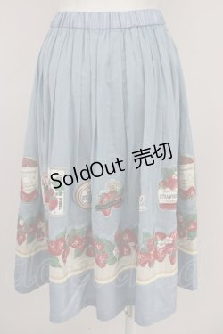 画像2: Jane Marple / Strawberry label scarfのデコパージュスカート  ブルーグレイ T-25-01-17-035-JM-SK-HD-ZI