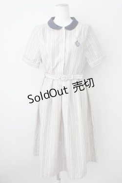 画像1: Fi.n.t / 刺繍入りマルチストライプシャツワンピース  ベージュ×ブルー T-25-01-17-016-CA-OP-HD-ZI