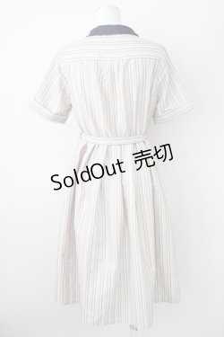画像2: Fi.n.t / 刺繍入りマルチストライプシャツワンピース  ベージュ×ブルー T-25-01-17-016-CA-OP-HD-ZI