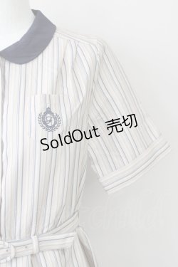 画像3: Fi.n.t / 刺繍入りマルチストライプシャツワンピース  ベージュ×ブルー T-25-01-17-016-CA-OP-HD-ZI
