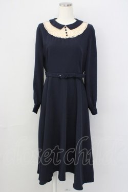 画像1: an another angelus / ヨーク配色レースワンピース  紺 T-25-01-18-029-CA-OP-SA-ZI