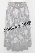 Rozen Kavalier / ウエストレース総柄スカート  グレーｘ白 T-25-01-18-037-OO-SK-SA-ZI