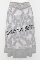 Rozen Kavalier / ウエストレース総柄スカート  グレーｘ白 T-25-01-18-037-OO-SK-SA-ZI
