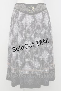 Rozen Kavalier / ウエストレース総柄スカート  グレーｘ白 T-25-01-18-037-OO-SK-SA-ZI