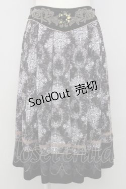 画像1: Rozen Kavalier / ウエストレース総柄スカート  グレーｘ白 T-25-01-18-037-OO-SK-SA-ZI