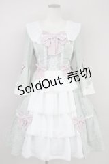 axes femme kawaii / メアリー姫袖ドレス  グリーンＸピンク T-25-01-20-021-AX-OP-SA-ZI