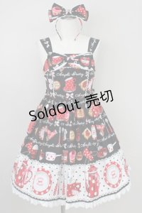 Angelic Pretty / French Cafe胸リボンジャンパースカートSet  黒 T-25-01-20-024-AP-OP-SA-ZY