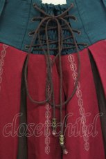画像3: Ozz oneste / 椿刺繍プリーツ袴風スカート  赤Ｘ緑 T-25-01-20-030-OO-SK-SA-ZI (3)