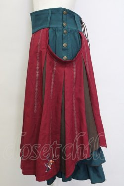 画像5: Ozz oneste / 椿刺繍プリーツ袴風スカート  赤X緑 T-25-01-20-030-OO-SK-SA-ZI