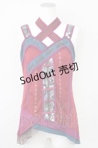 Ozz oneste / チャイナノースリーブトップス  ボルドー T-25-01-20-014-OO-TO-SA-ZS