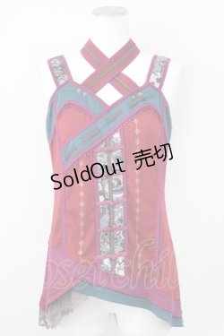 画像1: Ozz oneste / チャイナノースリーブトップス  ボルドー T-25-01-20-014-OO-TO-SA-ZS