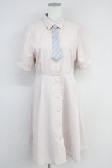 F i.n.t / マルチストライプネクタイ付きシャツワンピース  ピンクベージュ T-25-01-20-019-CA-OP-SA-ZI