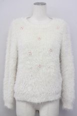 画像1: 【SALE】axes femme POETIQUE / お花パールラメ糸シャギーニット M 生成り T-25-01-22-003-AX-TO-SZ-ZT011 (1)