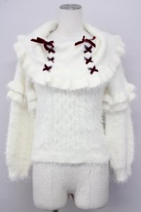 LIZ LISA / レースアップオフショルニット 0 白 T-25-01-22-004-LO-TO-SZ-ZT011